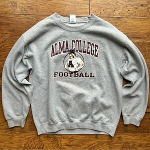 Alma Scots Football Sweatshirt Adult Large Gray Crewneck Michigan College Mascot